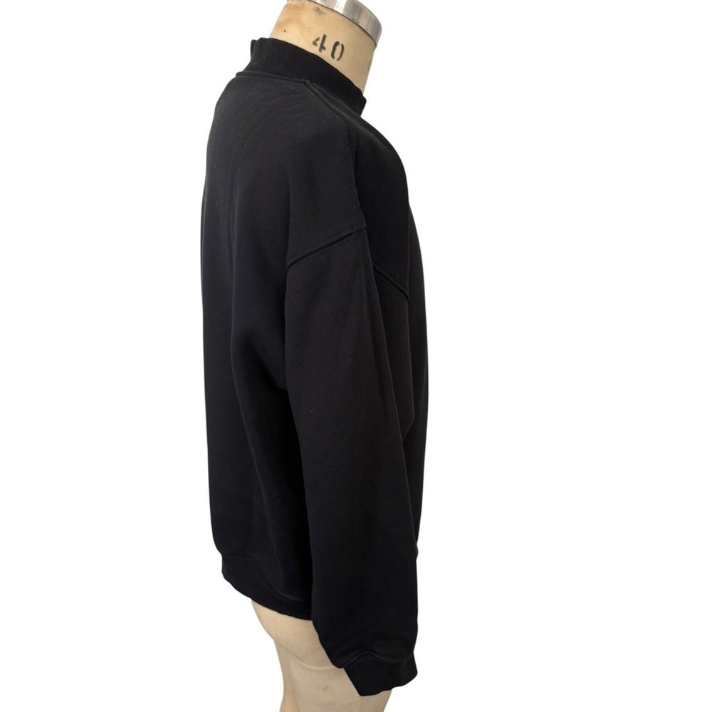 3.1 Phillip Lim Sweatshirt Mens M Black Mock Neck Metal Logo Cotton Heavyweight - Picture 7 of 9